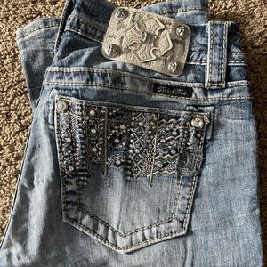 Miss Me Signature Boot JE8294BR Women's 27 Embellished Bling Stretch Blue Jeans